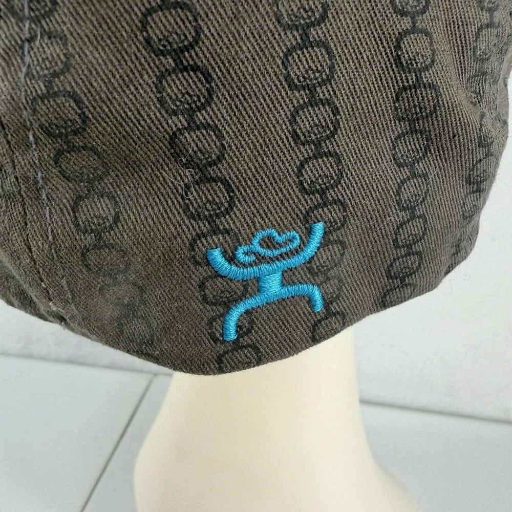 HOOey S / M Snapback Trucker Cap Hat FlexFit Flex Fit Brown Turquoise‎ Fitted